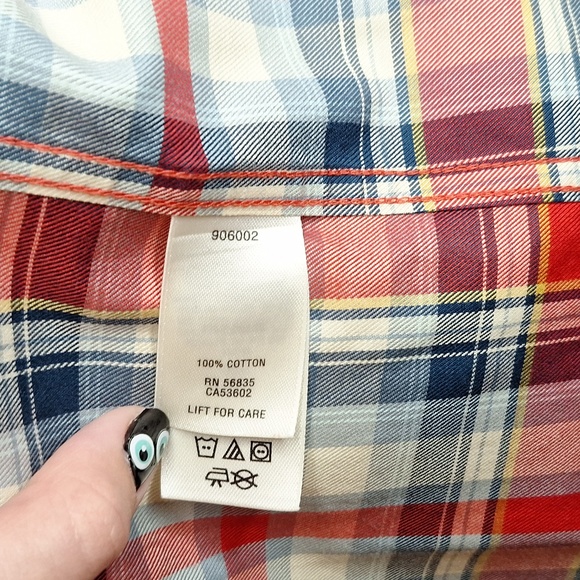 Cabela’s Mens Red Blue Plaid Outfitter Series Shirt M Med Lk New - Picture 7 of 8
